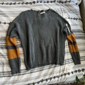 Woven Heart Sweater Gray and Mustard Hufflepuff